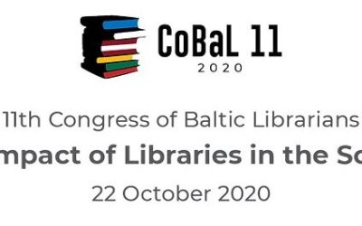 Kviečiame registruotis ir dalyvauti XI-ajame Baltijos šalių bibliotekininkų kongrese „CoBal 2020: Bibliotekų poveikis visuomenei“.